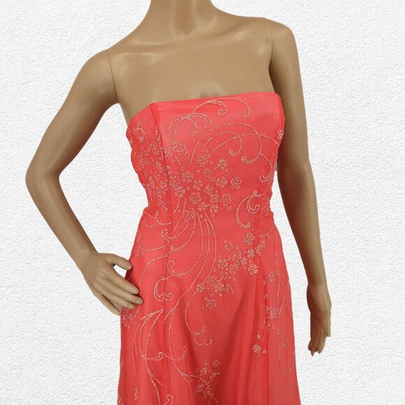 NWT Vintage Y2K Zum Zum Gown Prom Pink Netting Floral Glitter Size 3/4 - Picture 12 of 15